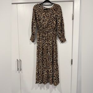 LOFT cheetah print midi dress with waistband only worn once!!